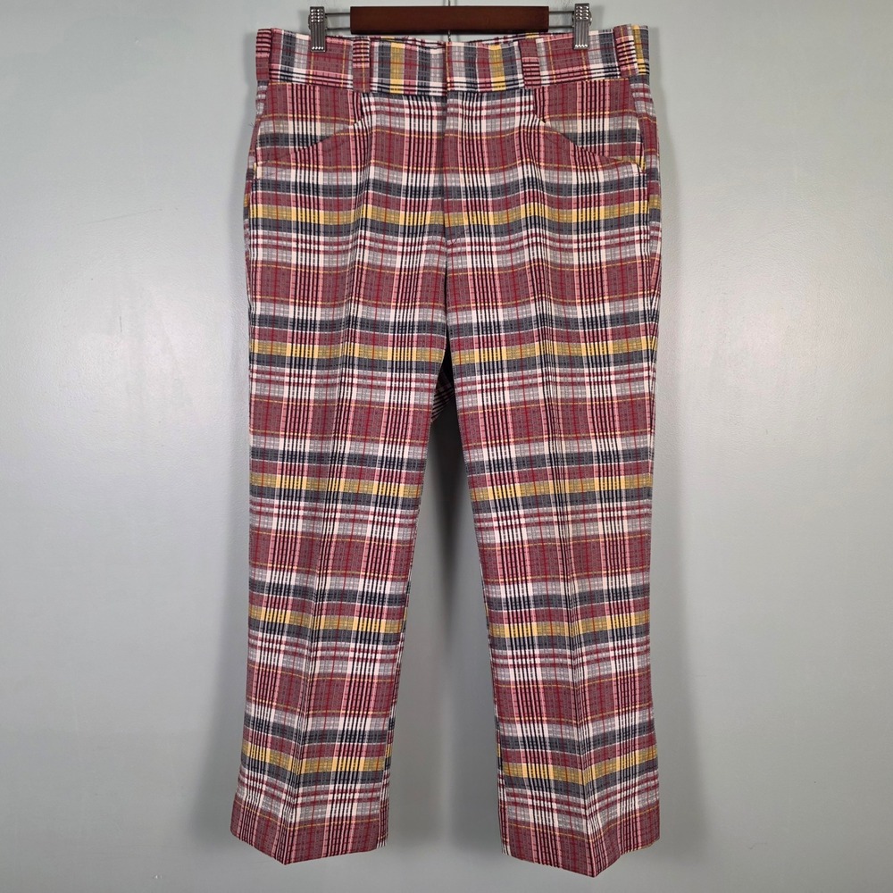 Vintage Jaymar Slacks Mens 35x24.5 Red Plaid Check Trousers 70s Retro Golf Pants